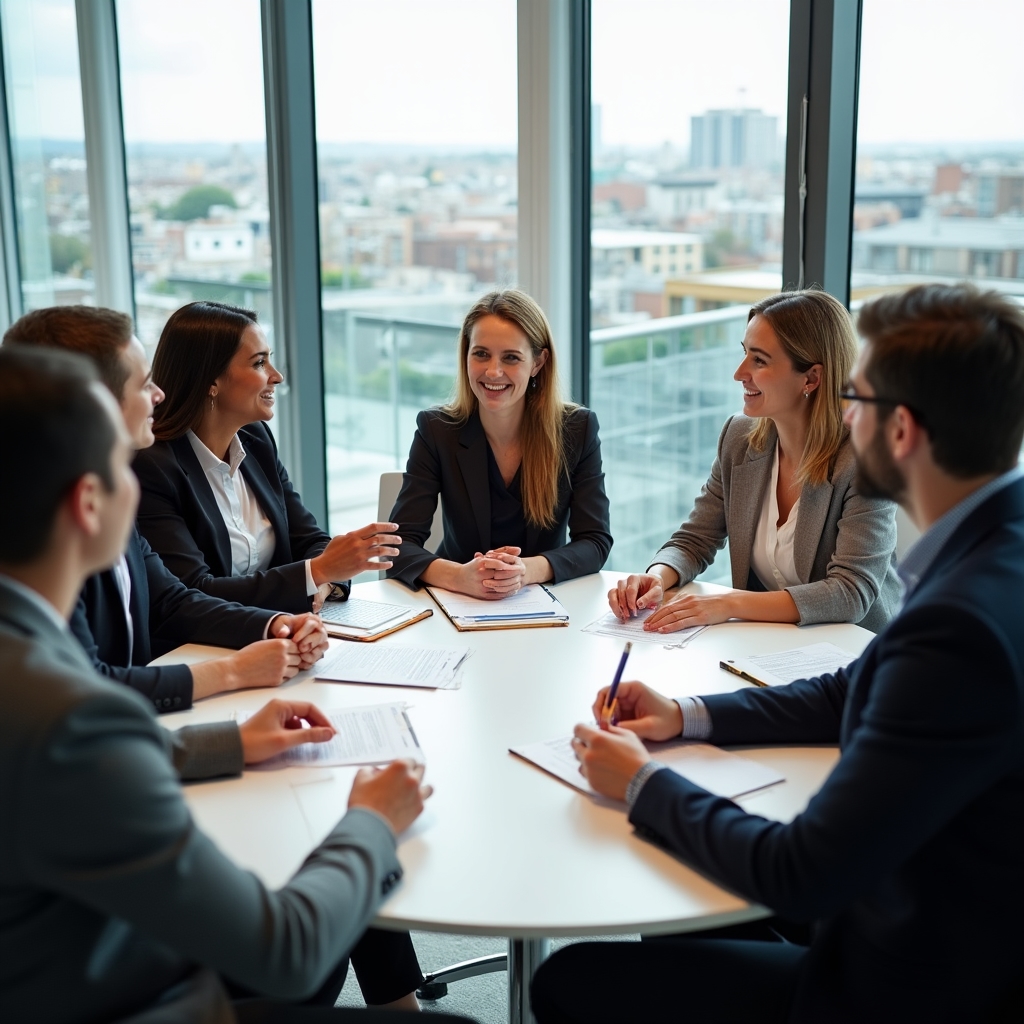 Sechs Personen sitzen im Kreis während einer Gruppensitzung zum Thema Ausgabenmuster